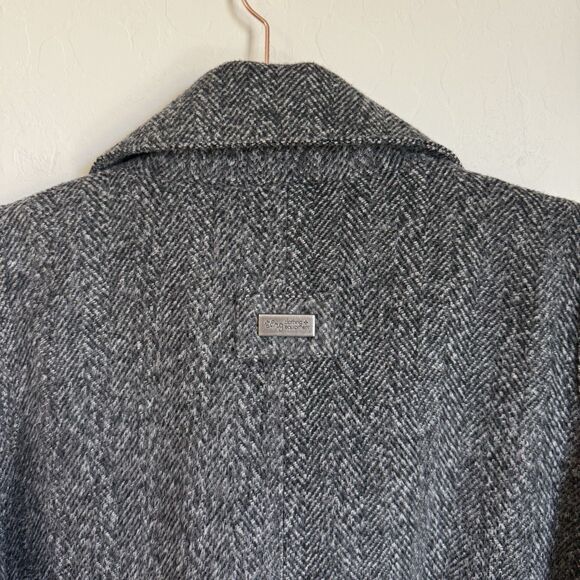 Lifted Research Group LRG Gray Herringbone Wool Blend Double Breasted Pea Coat L - Picture 14 of 16